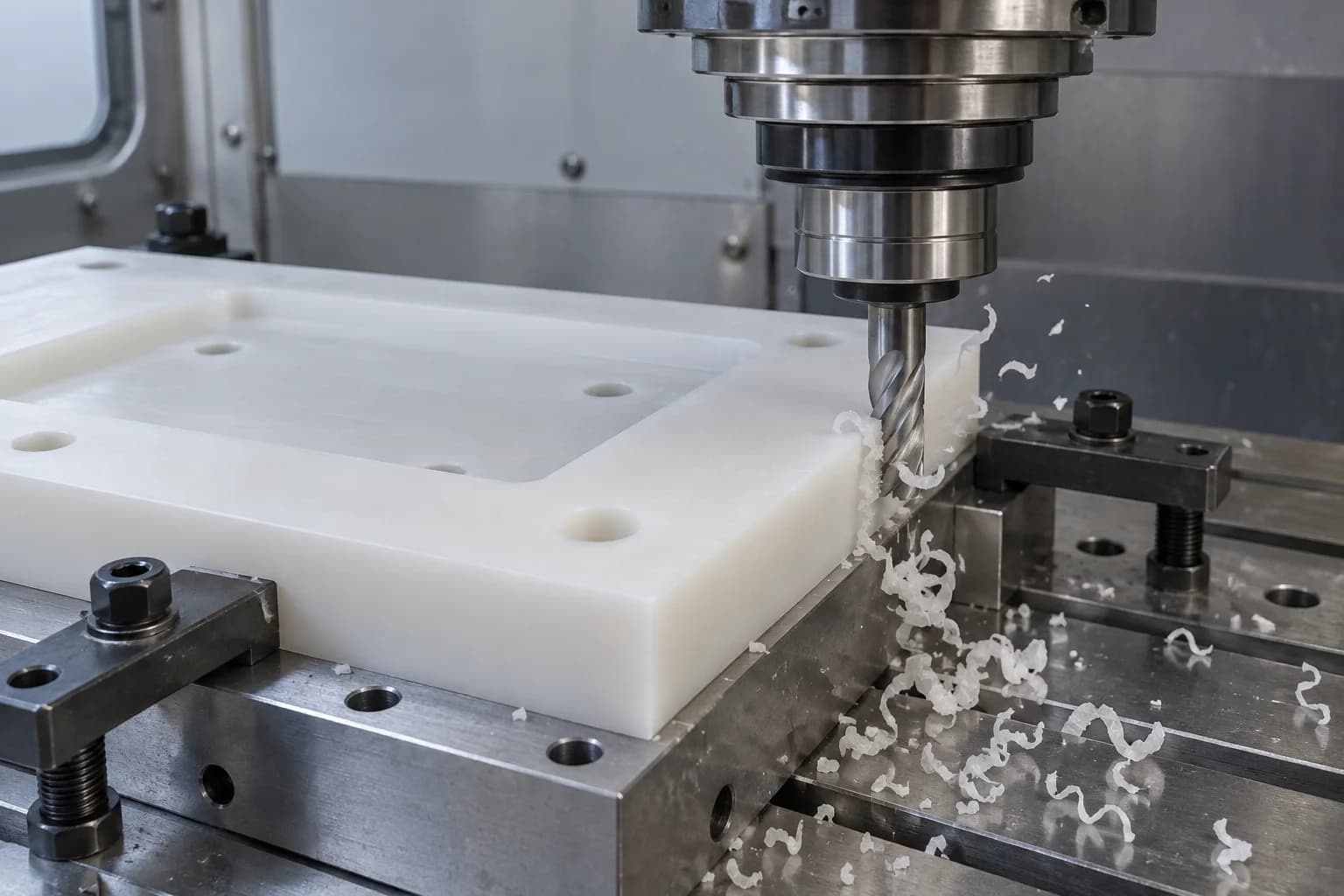 PP CNC Milling - عملية تصنيع PP توضيحية