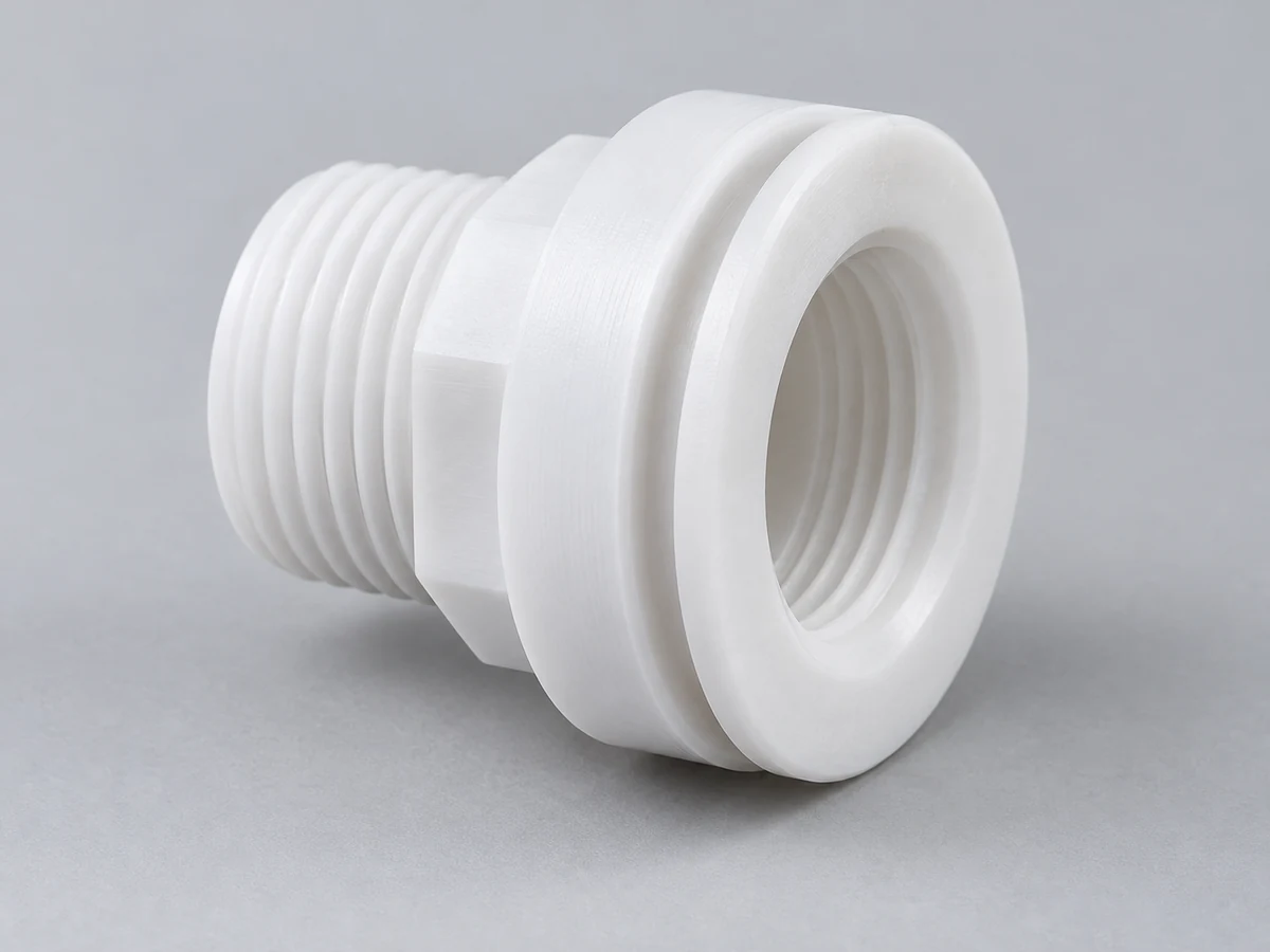 Illustrative CNC machined acetal valve components