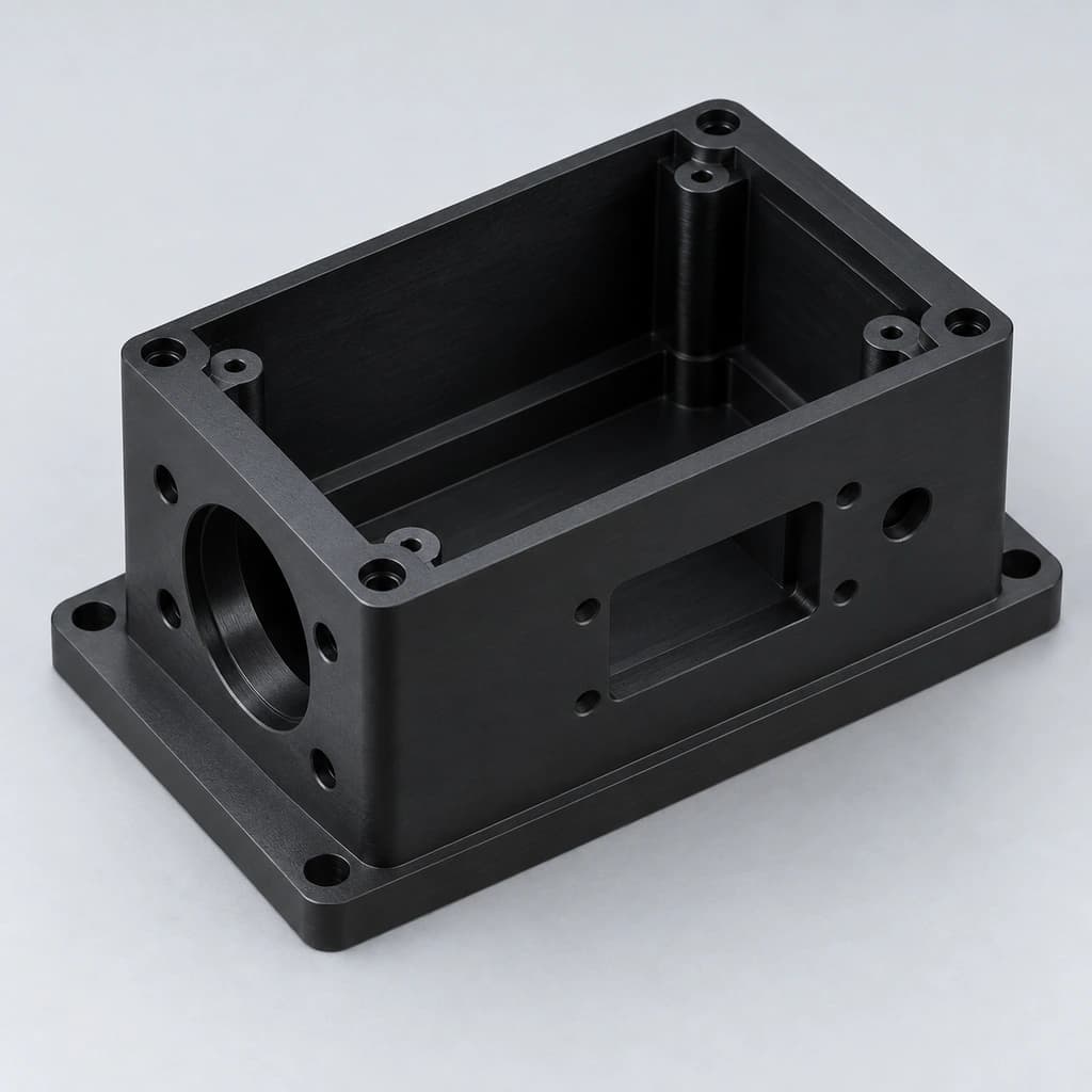 Machined plastic housing with mounting features