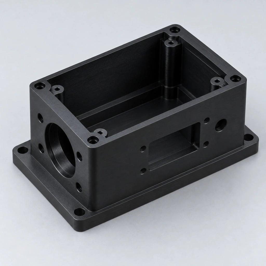 Machined plastic housing with mounting features