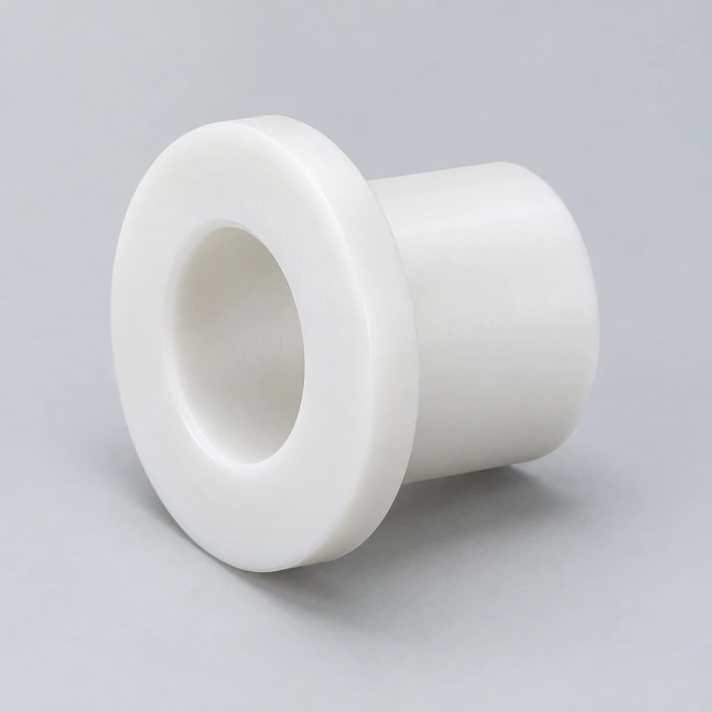 White plastic bushing on a neutral background