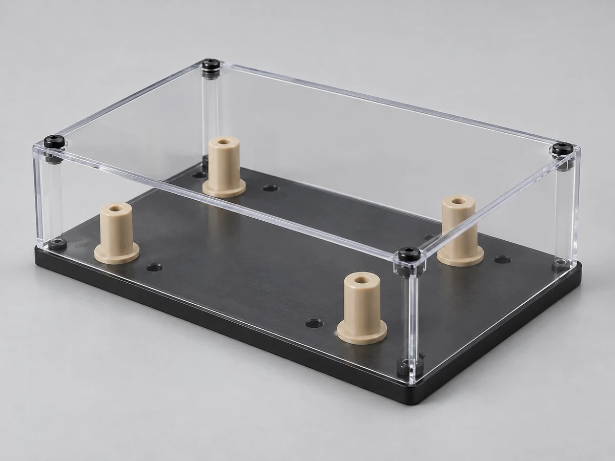 Illustrative plastic assemblies for custom plastic fabrication