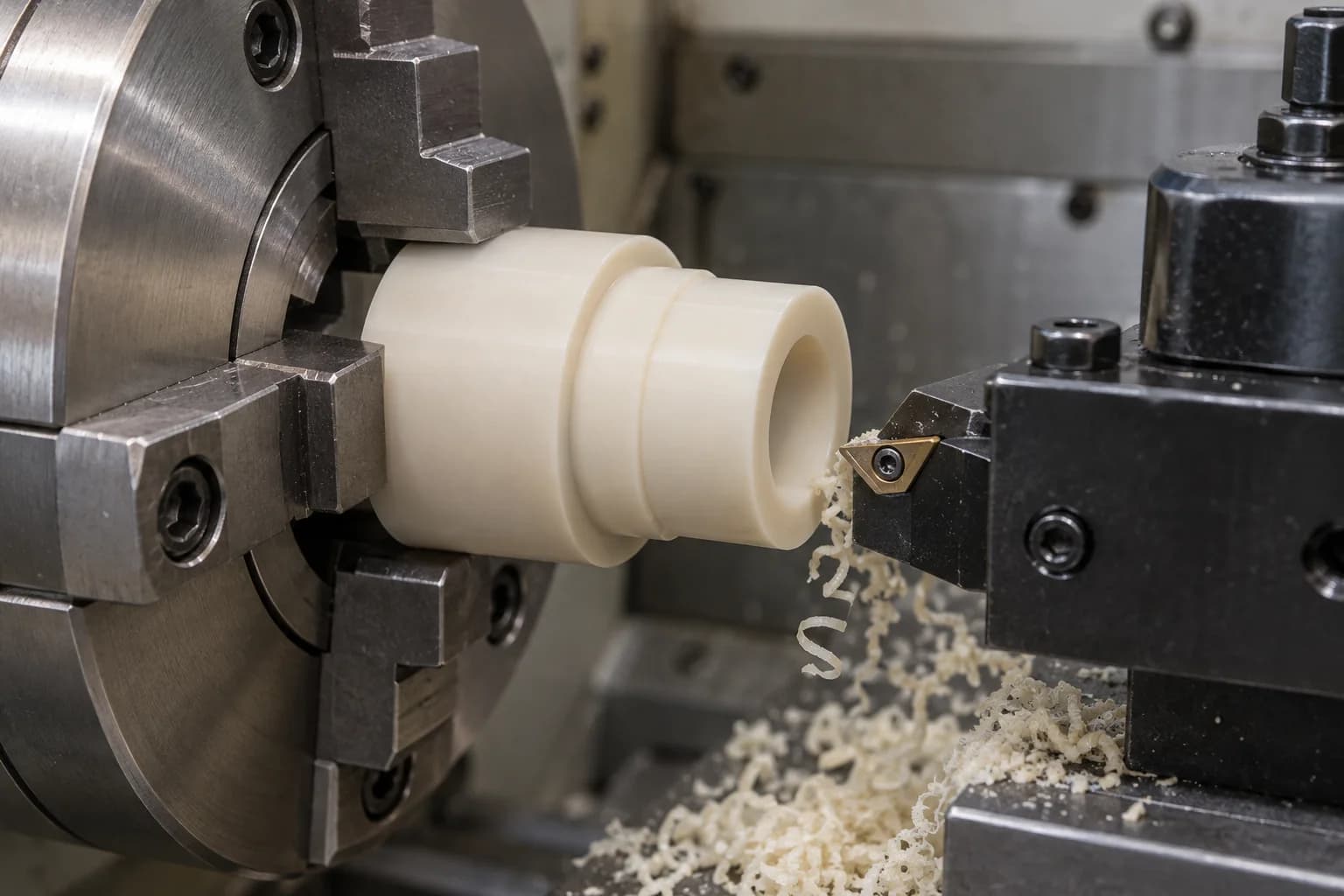 Torneamento CNC PPS - processo de usinagem PPS ilustrativo