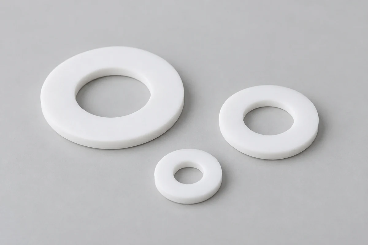 Illustrative bearbeitete PTFE-Unterlegscheiben