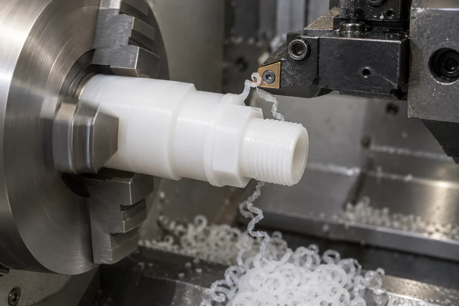 PVDF CNC Turning — illustrative PVDF machining process